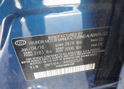2017 Hyundai Elantra Se from USA, damaged, VIN 5NPD84LF0HH002525